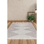 Kaymaz Taban Djt Salon Halı Star Pamuk Saçaklı İskandinav F5085 F5085P1-7, Mürdüm, 100 x 150