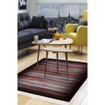 Kaymaz Taban Djt Salon Halı Yıldız Deri Saçaklı Modern 1693 1693D1-7, Siyah-Bordo, 160 x 230