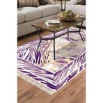Kaymaz Taban Djt Salon Halı Yıldız Deri Saçaklı Modern 728 728D1-7, Mürdüm, 100 x 200