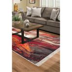 Kaymaz Taban Djt Salon Halı Yıldız Deri Saçaklı Modern S5050 S5050D1-7, Bordo, 80 x 300