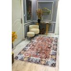Kaymaz Tabanlı Yıkanabilir Leke Tutmaz Kilim Desenli Salon Halısı Dot Taban Halı KDH14 - Renkli - 200 x 300 cm