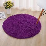 Kaymaz Tırtıl Yuvarlak Banyo Paspası Ekstra Yumuşak Peluş Halı Emici Banyo Halısı Oturma Odası ve Yatak Odası için - Mor 80 cm Çapında Rahat Ev Dekoru