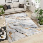Kaymaz Yıkanabilir 160 x 200 cm Çağdaş Yaprak Halı - Oturma Odası Yatak Odası Koridor ve Balkon Dekoru için Yumuşak Düşük Tüylü Gri ve Beyaz Mermer Halı