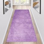 Kaymaz Yıkanabilir Açık Mor Mutfak Yolluğu Halı Modern Uzun Koridor Halısı Özelleştirilebilir 110x260 cm Mutfak Yatak Odası ve Koridor Dekoru için