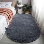 Kaymaz Yıkanabilir Alan Halısı Modern Tüylü Yüksek Tüylü Halı Oturma Odası veya Yatak Odası için Rahat Koyu Gri Uzun Kabarık Mat 160x200 cm Yumuşak Peluş Zemin Kaplaması