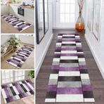 Kaymaz Yıkanabilir Halı Yolluk 90 x 450 cm - Pembe, Mor, Gri, Beyaz ve Siyah Şık Mutfak ve Koridor Halısı - Oturma Odası ve Yatak Odası için Dayanıklı Polyester Kir Tutucu