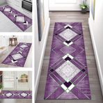 Kaymaz Yıkanabilir Mutfak Yolluğu Halı 120X300CM Pembe Beyaz Geometrik Koridor Halı Yolluk Yatak Odası Oturma Odası Giriş için Uzun Polyester Paspas Kaymaz Özellik