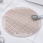 Kaymaz Yuvarlak Duş Paspası 2'si 1 arada PVC Banyo Paspası Vantuzlu ve Boşaltma Delikli Duş Kabinleri ve Küvetler için Hızlı Kuruma (haki 80 x 80 cm)