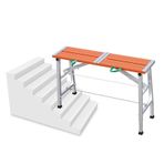 Kaymaz Yüzeyli Ayarlanabilir Alüminyum İskele Platformu Yüksek Yük Kapasitesi Turuncu 140cm (55 1/8")