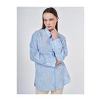 Kayra %100 Pamuklu Floral İşlemeli Tunik Mavi