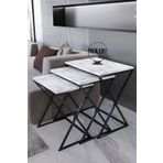 kayra design KAYRADESİGN 3 LÜ X ZİGON SEHPA TAKIMI METAL SİYAH
