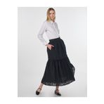 Kayra Floral Desenli Fırfırlı Etek Siyah
