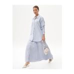 Kayra Gömlek Yaka Basic Poplin Tunik Buz Mavisi