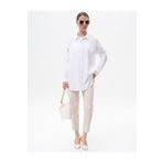 Kayra Gömlek Yaka Basic Poplin Tunik Optik Beyaz