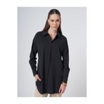 Kayra Gömlek Yaka Basic Poplin Tunik Siyah