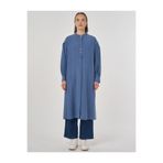 Kayra Hakim Yaka Rayon Uzun Tunik İndigo