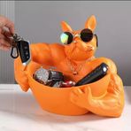 Kayra Hobi Bulldog Boksör Köpek Dekoratif Heykel Biblo Masa Dekorasyonu Hediyelik Sunumluk Anahtarlık Turuncu