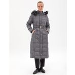 Kayra KA-A23-27006 Kaztüyü Dolgulu Füme Kemerli Kadın Mont