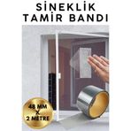 KAYRA LEATHER CRAFT 48mm x 2 Metre Fiber Tül Yaması -Gri Yapışkanlı Sineklik Tamir Bandı Delik Kapatıcı Sinek Kovucu Tül Tamir Yapışkanı
