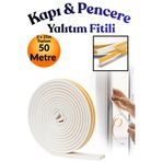 KAYRA LEATHER CRAFT Beyaz 25 x 2= 50 Metre Kendinden Yapışkanlı Kapı Pencere Bandı Fitili Rüzgar Soğuk Önleyici Ses Isı Yalıtım Bandı D Tipi Kauçuk Sünger Şerit Çiftli Toz Engelleyici PVC Alüminyum Yalıtım Fitili