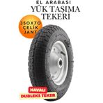 KAYRA LEATHER CRAFT El Arabası Yük Taşıma Tekeri Bilyeli Rulmanlı Havalı Dubleks 350x70 mm Çelik Jant Tekerlek Ağır Vasıta Dayanıklı Sanayi Tipi İnşaat Bahçe Arabası Lastiği