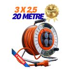 KAYRA LEATHER CRAFT KLC 3x2.5 Mm Cca Kablo 20 Metre Makaralı Seyyar Kablo Kapaklı 4 Prizli Metal Uzatma Kablosu