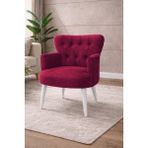 Kayser Home Modern Babyface Kumaş Berjer Koltuk – Ahşap Beyaz Ayaklı | Bordo