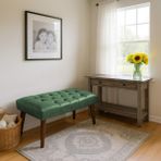 Kayser Home Modern Kapitoneli Bench Puf 90X45 | Antre – Yatak Odası – Salon | Deri Kumaş Oturma Bankı Yeşil - 45 x 90