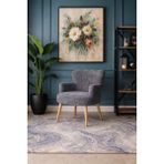 Kayser Home Welsoft Yumuşak Kumaş Modern Berjer Tekli Koltuk | Demonte | Ahşap Naturel Ayaklı | Kırçıllı Gri - Gri - Siyah