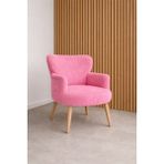 Kayser Home Welsoft Yumuşak Kumaş Modern Berjer Tekli Koltuk | Demonte | Ahşap Naturel Ayaklı | Pembe