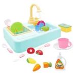 Kayyum Oyuncak Pembe Modern Mutfak Çeşmeli Lavabo Set Mutfak Oyuncak Seti