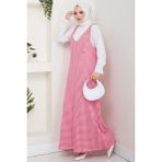 Kaz Ayağı Desen Jile Elbise Pembe HM2865 - 46