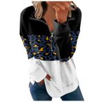 Kazak Kadın Uzun Kollu Tişört V Yaka Üst Parça Leopar Desenli Sweatshirt Kazak Sonbahar Kış Kazak Fermuarlı Bol Günlük Kazak Üst Giyim, Beyaz, XL