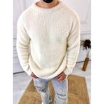 Kazak Oversize Tüylenmez Polar Kazak Bol Kesim Naturel Pamuk Rahat Kesim Salaş Peluş Kazak - Beyaz - 2XL