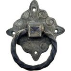 Kazan Hobi Antika Tarz Dekoratif Pirinç Mobilya Kulbu, Kapı Kilit Halkası - 94X97 Mm, Büyük, Oksit