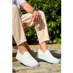 KB-114 Kuback Beyaz Triko Yüksek Taban Bağcıksız Günlük Erkek Ayakkabı