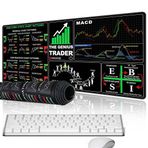 KBIBCK Trading fare altlığı, Trading Börse, 80 x 30 cm cüzdan kısa kesim klavye fare altlığı, Stock Market büyük fare altlığı, ofis ve ev için