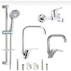 Kca Mutfak Eviye Lavabo Banyo Sürgülü Duş Sistemi 4’lü Full Set Sıcak Soğuk Girişli