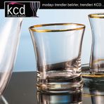 Kcd Soprano Altın Kesme El Dekor Yaldızlı 6 Adet Desenli Su Bardağı Takımı