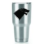 KCD Stark Game of Thrones Vinil Çıkartmalar (2'li Paket!!!) | Yeti Tumbler Cup Ozark Trail RTIC Orca | Yalnızca Çıkartmalar! Kupa Dahil Değil! | 5-3 X 4 inç Siyah Çıkartmalar | 1066