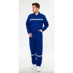 KD İş Giyim Iş Elbiseleri Yazlık Iş Tulumu 16/12 Gabardin Lacivert Boy Tulum Reflektörlü - Saks Mavi - XL