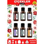 kdr natural 6 Lı Çiçek Kokulu Uçucu Yağ Buhurdanlık Aromaterapi Yağ Oda Kokusu Hava Nemlendirici Kokusu 6x10ml
