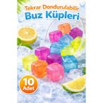 KEA Renkli Buz Küpü Seti 10’lu Tekrar Dondurulabilir Pratik İçecek Soğutucu