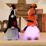 KEAIDO 2 adet Cadılar Bayramı Cüceleri Dekor Süsü, LED Işık Örümcek Sopası Tepe Şapka Cadı Sihirbazı Yüzsüz Bebek Tomte Boo Trick Treat Şeker İsveç Partisi Favor Prop Tedarik Çocuk Erkek Kız için El Yapımı