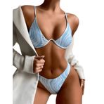 KEAIDO Kadın Bikini Seti 2 Parça Balenli Kap Mayo Mayo Mayo Seksi Zebra Baskı Brezilyalı Arsız Tanga Dolgulu, Mavi, S