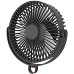KEAIDO Taşınabilir Fan Kişisel Kamp Çadırı LED Işıklı Fener, Asma Kancası, Şarj Edilebilir USB 3000 mAh Kablosuz Tavan Fanı Dış Mekan Ev Ofis Masa Üstü Yatak Odası Yurt Seyahat Plaj (Siyah)