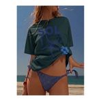 kealvi nefti yeşil SOL Junto Almar Baskılı Oversize kadın T-Shirt