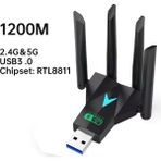 Kebidumei 1200 Mbps Wifi-5 Adaptörü 4 Anten Yüksek Çekim Süper Hızlı Çift Bant 5Ghz/2.4Ghz