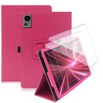 Kebiory TECLAST T60 Tablet Kılıfı Dahili El Kayışı ve Kalem Tutucu 2 Adet Ekran Koruyucu PU Deri Kılıf Otomatik Uyku/Uyanma, Manyetik Tokalı Folyo Akıllı Kapak TECLAST T60 12 inç (Pembe+2 Adet)
