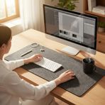 Keçe Bilgisayar Mouse Pedi 100x44 cm Antrasit Renk Çalışma Masası Düzenleyici 3 mm Kalınlık Masa Üstü Düzenleyici Mat